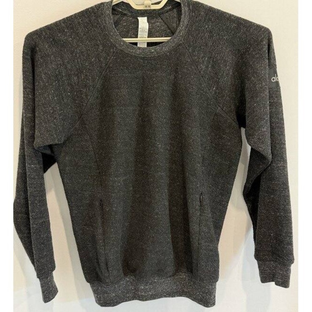 ALO Mens Triumph Restore Crew Neck Sweatshirt Black Fleece Zipper Pockets S